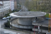 Sicht aus dem im Bau befindlichen Parkhaus, die heute durch die Bauweise nicht mehr möglich ist.