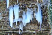 Naturdenkmal Tuff-Steilhang mit Eiszapfen behangen!